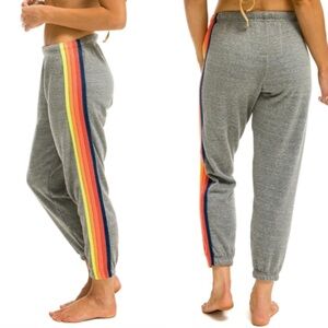 Aviator Nation 5 Stripe Sweatpants Gray Size Small Preowned Good Condition